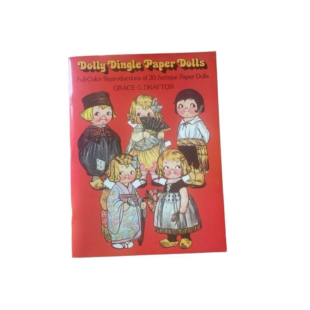 Vintage 80s Dolly Dingle Paper Dolls Grace Drayton Color UNCUT ephemera